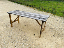 Load image into Gallery viewer, VINTAGE RUSTIC FOLDING PINE TRESTLE TABLE WEDDING EVENT KITCHEN DINING DESK 6ft