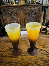 Load image into Gallery viewer, Vintage French Glass Uplighter Table Lamps, Conical, MCM