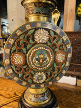 Load image into Gallery viewer, Large Antique Chinese Champleve Cloisonné Enamel Bronze Table Lamp