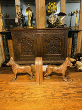 Load image into Gallery viewer, Antique Hand Carved English Oak Dog Bookends, Arts & Crafts