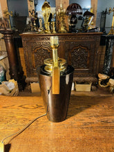 Load image into Gallery viewer, Vintage French Modernist Baluster Urn Table Lamp, Blue & Real Gold