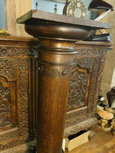 Load image into Gallery viewer, 19th Century Carved Oak Column Pedestal, Plant Stand, Plinth