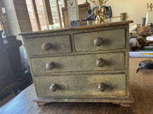 Load image into Gallery viewer, Antique Pine Tabletop Storage Chest of Drawers, Cabinet, Desktop, Original Paint