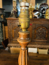 Load image into Gallery viewer, Antique English Carved Mahogany Table Lamp, Edwardian Lighting