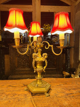 Load image into Gallery viewer, Antique Bronze 3 Branch Table Lamp, Georgian Style ‘Knole’ Candelabra, Rewired