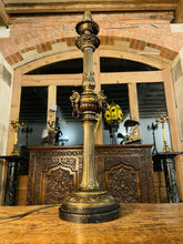 Load image into Gallery viewer, Antique Solid Bronze Table Lamp, Lion Mask Decoration