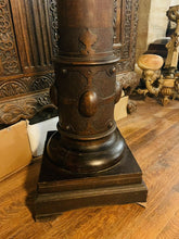 Load image into Gallery viewer, 19th Century Carved Oak Column Pedestal, Plant Stand, Plinth