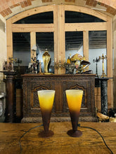 Load image into Gallery viewer, Vintage French Glass Uplighter Table Lamps, Conical, MCM