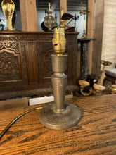 Load image into Gallery viewer, Antique Hand Beaten Pewter Arts & Crafts Table Lamp, Rewired