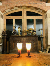 Load image into Gallery viewer, Vintage French Glass Uplighter Table Lamps, Conical, MCM