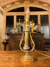 Load image into Gallery viewer, Antique Solid Brass Gimbal Ships Table Lamp, British Navy, Rail Carriage Light
