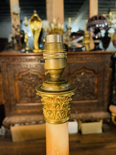 Load image into Gallery viewer, Antique Gilded Bronze & Alabaster French Empire Table Lamp, Corinthian Capitol