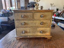 Load image into Gallery viewer, Antique Pine Tabletop Storage Chest of Drawers, Cabinet, Desktop, Original Paint