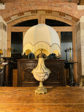 Load image into Gallery viewer, Antique 19th C French Ormolu Bronze & Marble Table Lamp, Rams Head Decoration