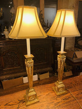 Load image into Gallery viewer, Pair of Imposing Large Brass Neo-Classical Table Lamps With Shades