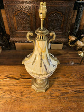 Load image into Gallery viewer, Antique 19th C French Ormolu Bronze & Marble Table Lamp, Rams Head Decoration