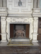 Load image into Gallery viewer, c1905 Antique Neo-Classical Brass Fire Fender Hearth Fire Guard
