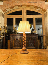 Load image into Gallery viewer, Antique Wooden Marquetry Spiral Table Lamp, Rewired