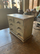 Load image into Gallery viewer, Antique Pine Tabletop Storage Chest of Drawers, Cabinet, Desktop, Original Paint