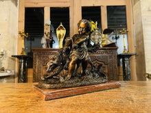 Load image into Gallery viewer, A.J Peiffer (French, 1832-1886) Bronze Group Of Putto With A Setter On Marble