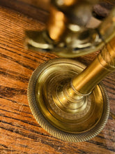 Load image into Gallery viewer, Antique 2 Arm Bouilotte Lamp, Brass & Green Tole Shade