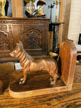 Load image into Gallery viewer, Antique Hand Carved English Oak Dog Bookends, Arts & Crafts