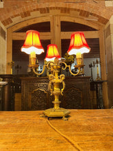 Load image into Gallery viewer, Antique Bronze 3 Branch Table Lamp, Georgian Style ‘Knole’ Candelabra, Rewired