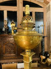 Load image into Gallery viewer, Antique Victorian Brass Oil Lamp, Table Lamp, “English Juno” By Veritas