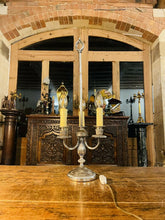 Load image into Gallery viewer, Bouillotte Triple Branch Lamp - Silver Plated - French Empire - Napoleonic