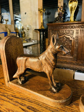 Load image into Gallery viewer, Antique Hand Carved English Oak Dog Bookends, Arts & Crafts