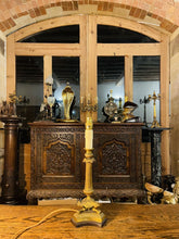 Load image into Gallery viewer, Antique Bronze Louis XIV Triform Classical Table Lamp, Rewired