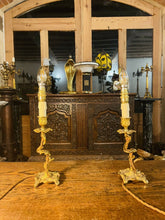Load image into Gallery viewer, Antique Louis XV Style Bedside Lamps, Pair Table Lamps, French Ormolu Bronze