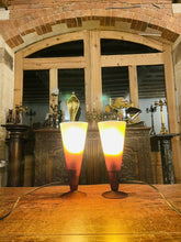 Load image into Gallery viewer, Vintage French Glass Uplighter Table Lamps, Conical, MCM