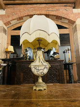 Load image into Gallery viewer, Antique 19th C French Ormolu Bronze & Marble Table Lamp, Rams Head Decoration