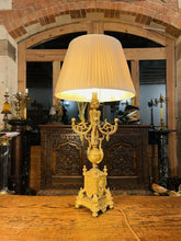 Load image into Gallery viewer, Antique Louis XIV Style Gilded Bronze Candleabra Table Lamp