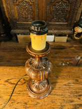 Load image into Gallery viewer, Antique Vintage Carved Wooden German Table Lamp, Traditional Lighting