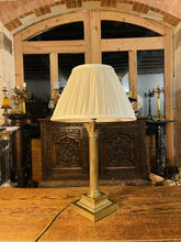 Load image into Gallery viewer, Antique 19th C English Brass Corinthian Table Lamp, Rewired