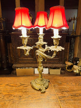 Load image into Gallery viewer, LOUIS XV STYLE GILT BRONZE ROCOCO CANDELABRA TABLE LAMP, C 1860