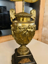 Load image into Gallery viewer, Pair Of Gilded “Townley Vase” Urn Table Lamps On Marble Base, Georgian Classical