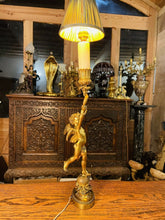 Load image into Gallery viewer, Antique 19th Century Cherub ‘Eros’ Solid Bronze Table Lamp