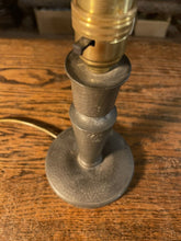 Load image into Gallery viewer, Antique Hand Beaten Pewter Arts & Crafts Table Lamp, Rewired