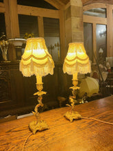 Load image into Gallery viewer, Antique Louis XV Style Bedside Lamps, Pair Table Lamps, French Ormolu Bronze