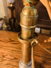 Load image into Gallery viewer, Antique Solid Brass Gimbal Ships Table Lamp, British Navy, Rail Carriage Light