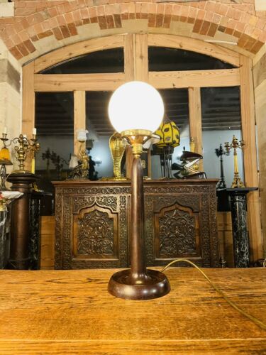 Vintage Art Deco Bakelite & Opaline Glass Globe Table Lamp