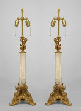 Load image into Gallery viewer, Pair Of Gilt Bronze &amp; Rock Crystal Table Lamp, French Napoleon III Style
