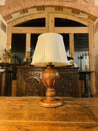 Antique Jacobean Style Hand Carved Oak Table Lamp