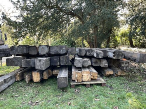 Reclaimed Victorian Yellow Pine Beams, 13.5”X13.5”, 16ft Long, 170 Years Old