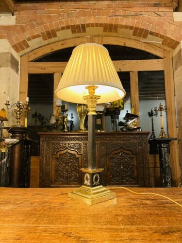 Antique English Brass Corinthian Table Lamp, Rewired, (Pair Available)