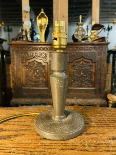 Antique Hand Beaten Pewter Table Lamp, Rewired