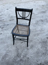 Load image into Gallery viewer, Antique Faux Bamboo Regency Chair with Caned Seat, Original Gold &amp; Black Paint
